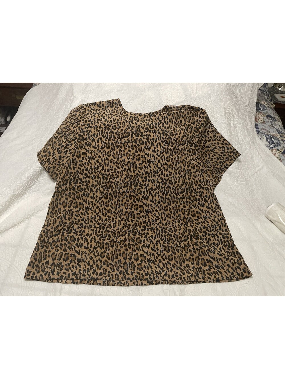 Susan Graver size XL Black Brown Leopard Print  Blouse